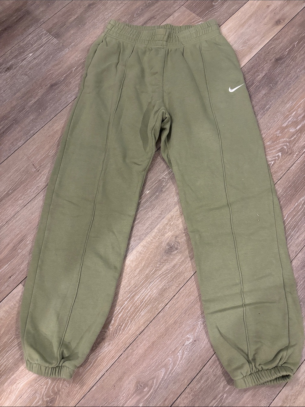 Nike Olive Green Kids Fleece Joggers with Swoosh